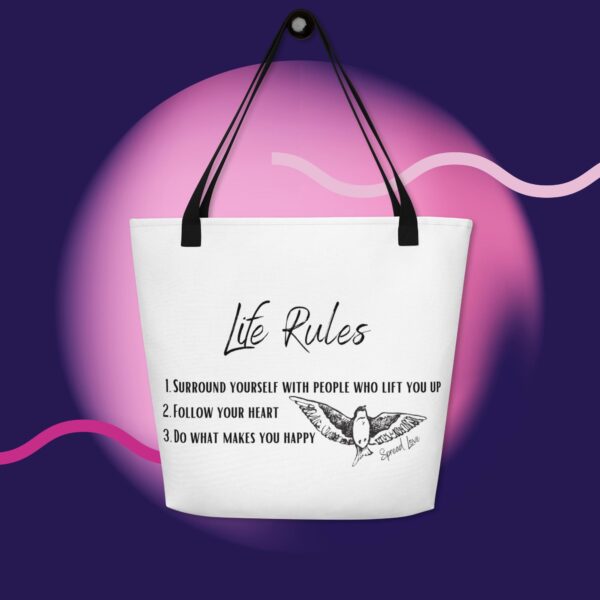 Life Rules- All-Over Print Large Tote Bag